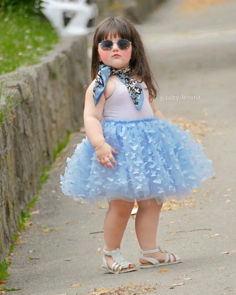 DOLLY by Le Petit Tom &reg; ALLOVER BUTTERFLIES TUTU SKIRT light blue