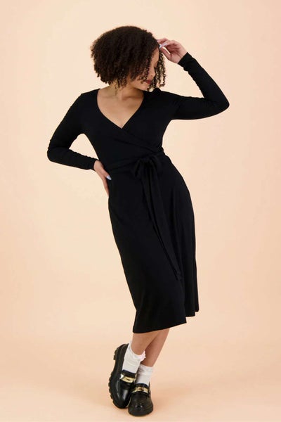 Kaiko Soft Wrap Dress, Black