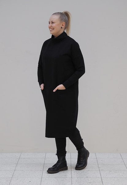 Papu TURTLE GIANT SPLIT -mekko, Musta, naisten