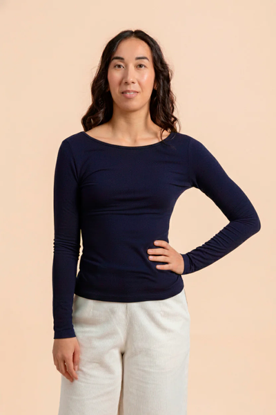 Kaiko  Scoop Back Top, Dark Blue