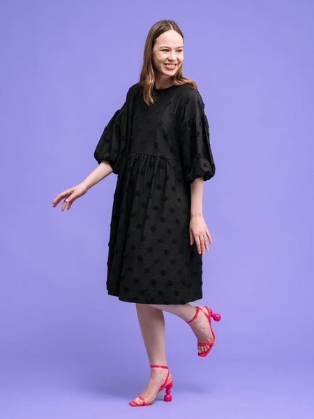 Aarre  Elena Dress, Black, Big Dot